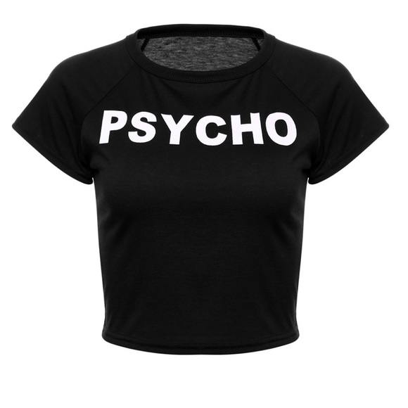 Psycho Black White Crop Top - Picture 3 of 6